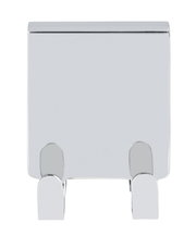 Edelstahl Doppel-Duschhaken in Vorderansicht, glänzende Oberfläche, zwei Haken unten.