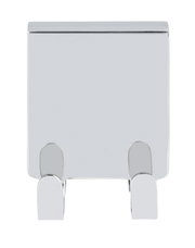 Edelstahl Doppel-Duschhaken in Vorderansicht, glänzende Oberfläche, zwei Haken unten.