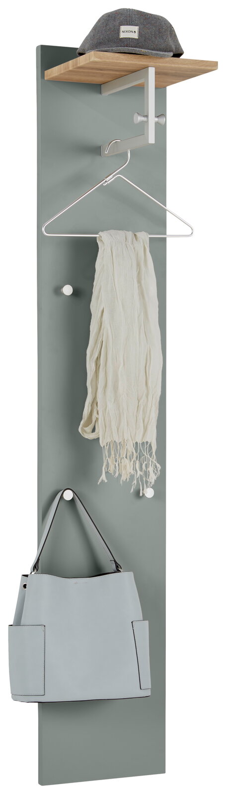 Dieter Knoll Garderobenpaneel breit/lang CORTINA Garderobenpaneel in Grau mit Hutablage, Kleiderhaken und Tasche, Frontalansicht