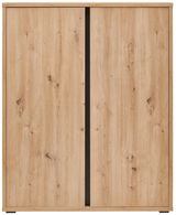 Schuhschrank aus Holz mit zwei Schiebetüren, frontale Ansicht