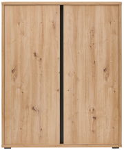 Schuhschrank aus Holz mit zwei Schiebetüren, frontale Ansicht