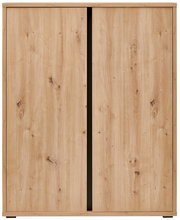 Schuhschrank aus Holz mit zwei Schiebetüren, frontale Ansicht