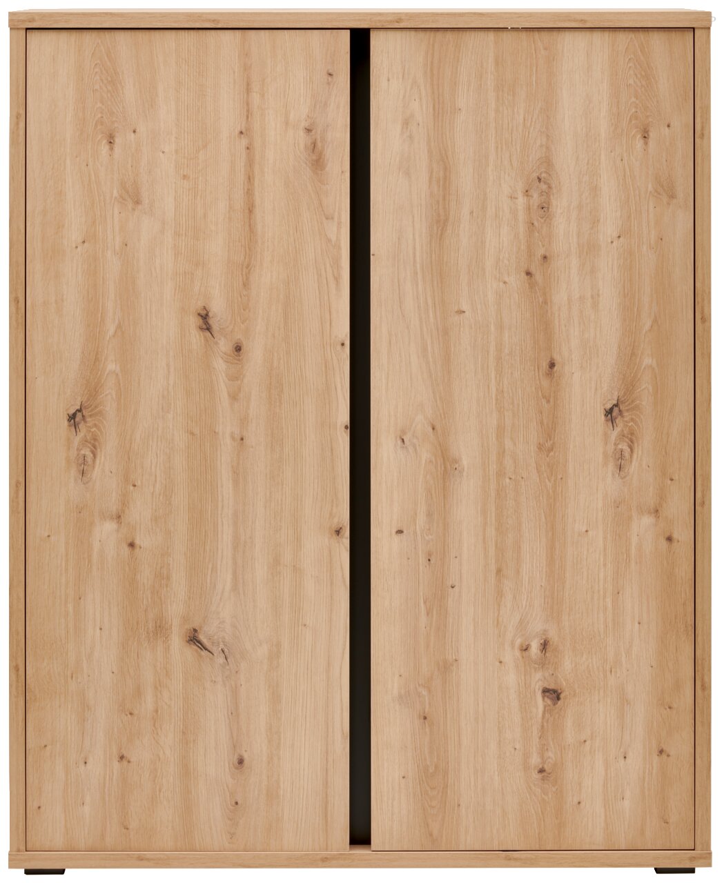 Schuhschrank aus Holz mit zwei Schiebetüren, frontale Ansicht