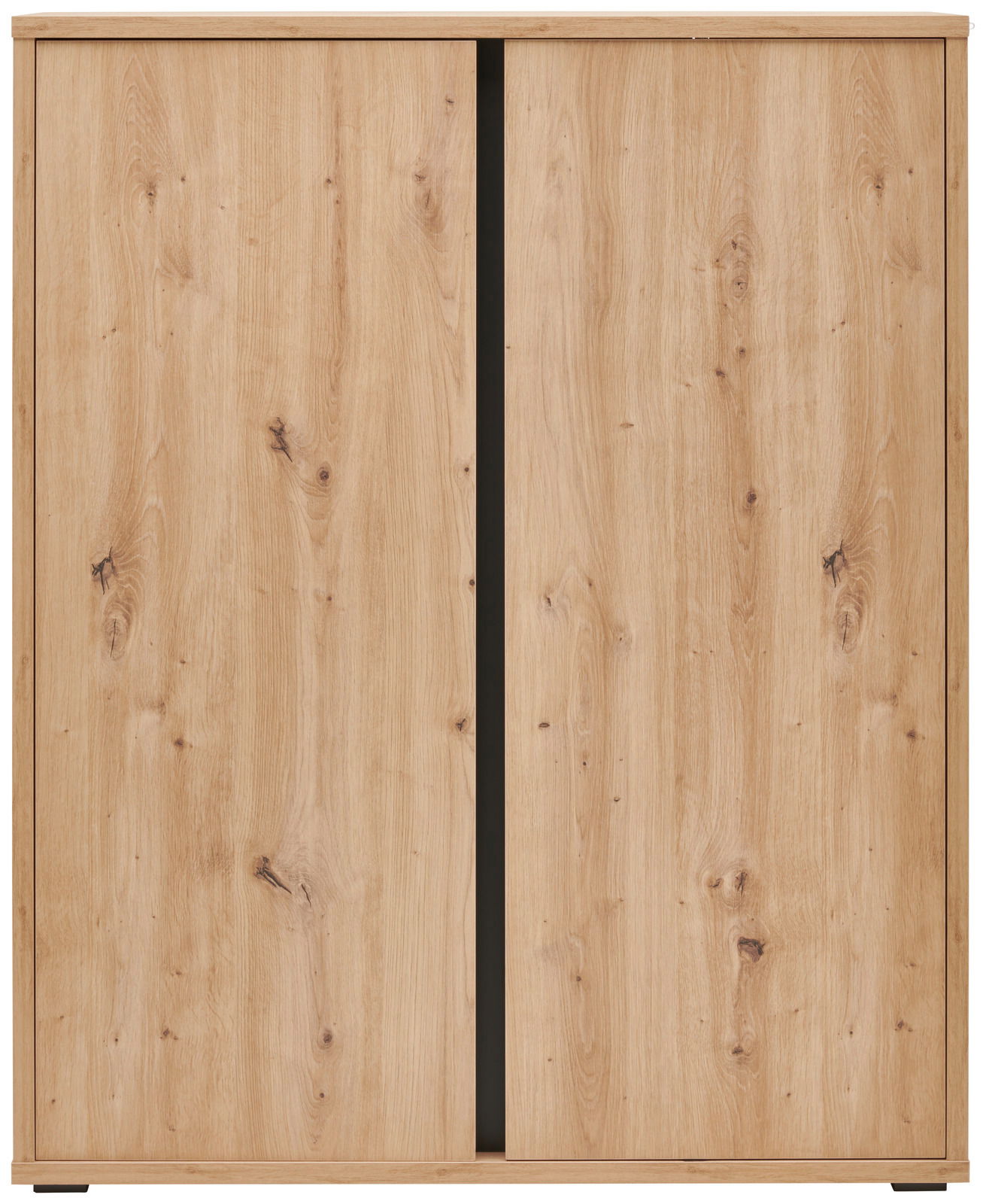 Schuhschrank aus Holz mit zwei Schiebetüren, frontale Ansicht