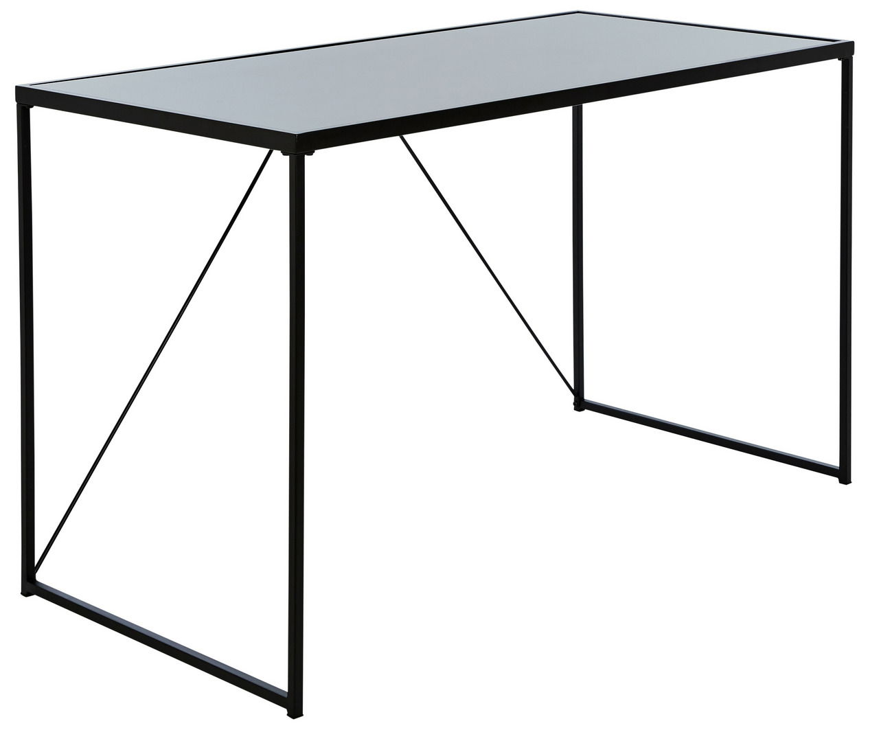 Jahnke Schreibtisch GLAM Moderner Schreibtisch mit schwarzem Metallrahmen und Glasplatte, seitliche Perspektive