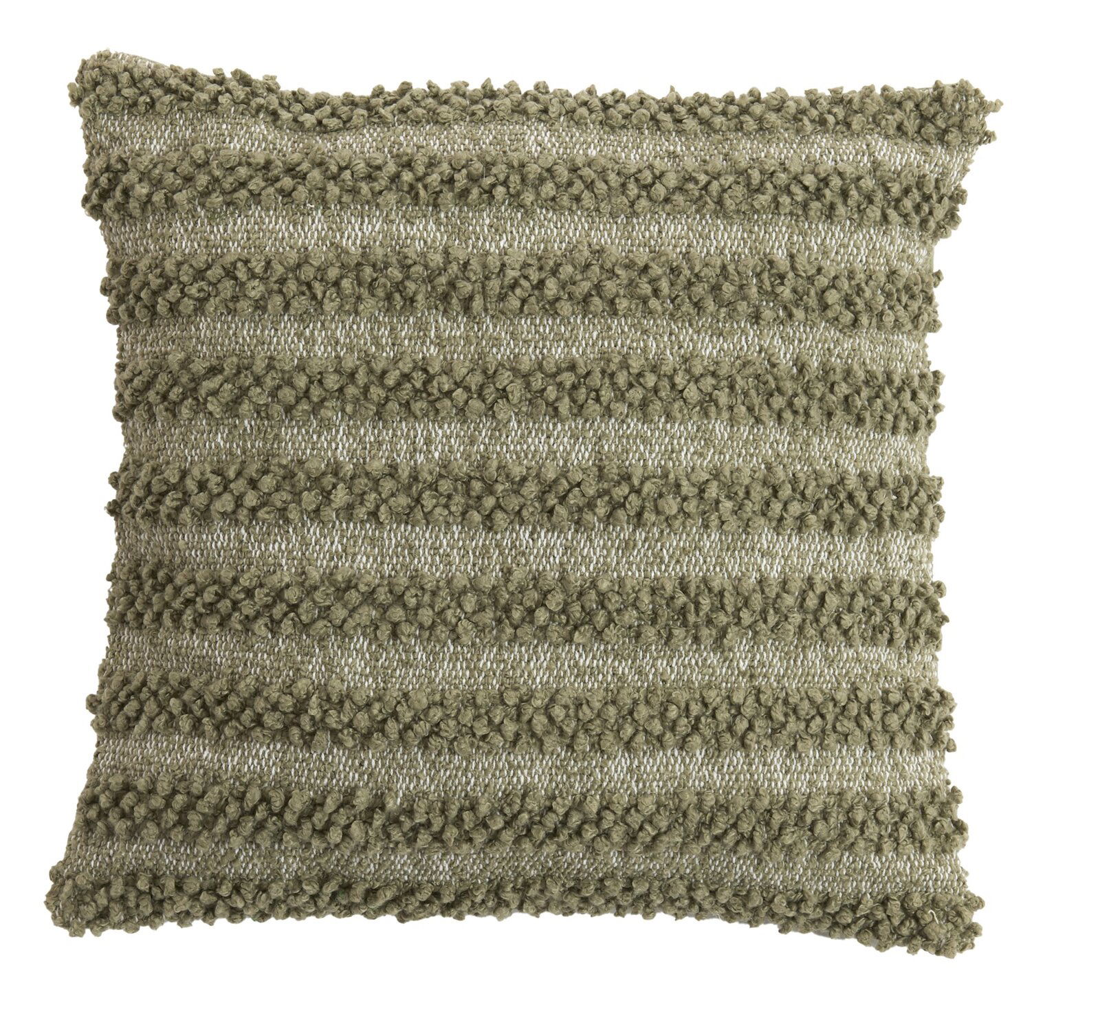 Light&Living Kissen Grünes Kissen mit strukturierter Oberfläche und horizontalen Streifen, Frontalansicht