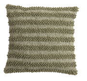 Grünes Kissen mit strukturierter Oberfläche und horizontalen Streifen, Frontalansicht
