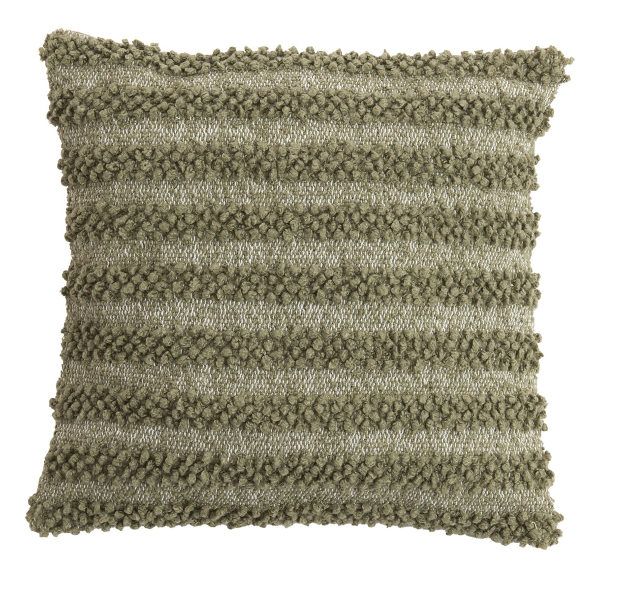 Light&Living Kissen Grünes Kissen mit strukturierter Oberfläche und horizontalen Streifen, Frontalansicht