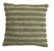 Grünes Kissen mit strukturierter Oberfläche und horizontalen Streifen, Frontalansicht