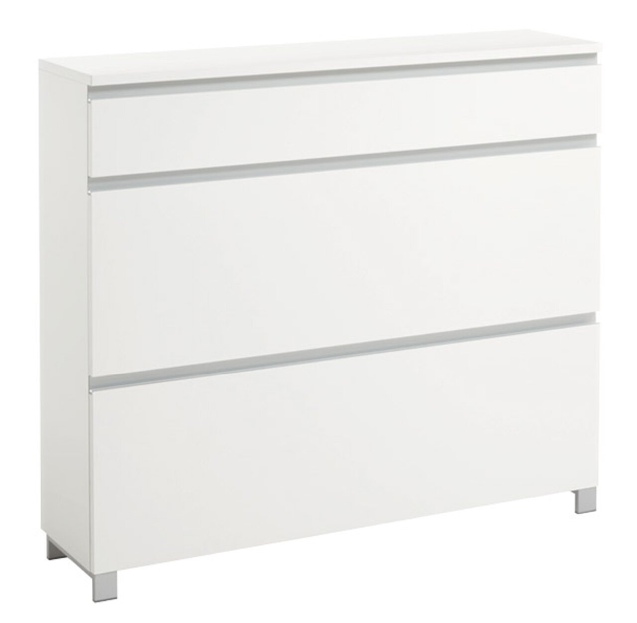 VOSS Schuhschrank SALEA Weißer Schuhschrank mit drei Schubladen, seitliche Perspektive