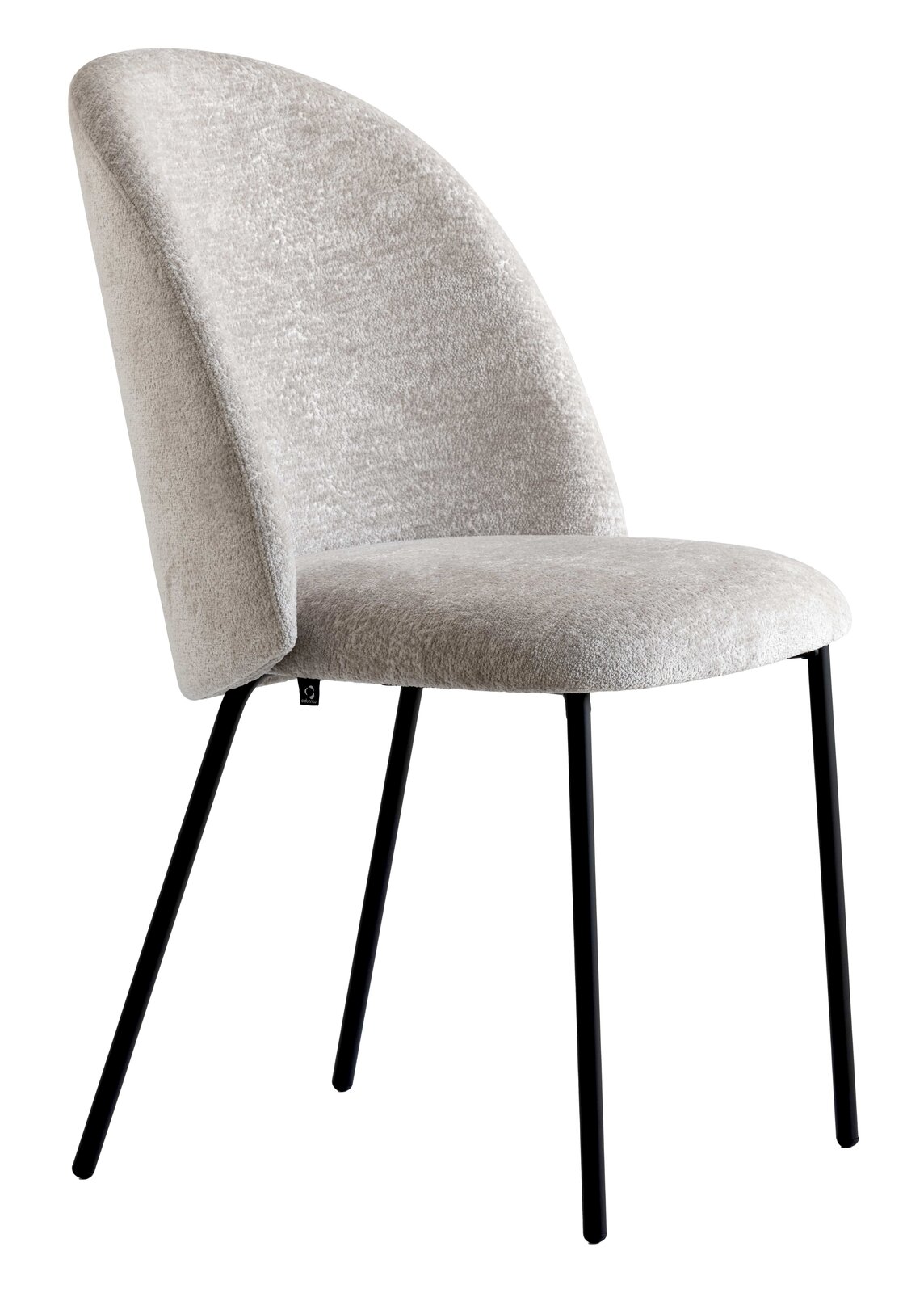 Connubia Stuhl TUKA MID Moderner Stuhl mit grauem Stoffbezug und schwarzen Metallbeinen, seitliche Perspektive