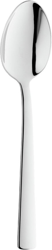 Eleganter, glänzender Löffel aus Edelstahl, frontal abgebildet.