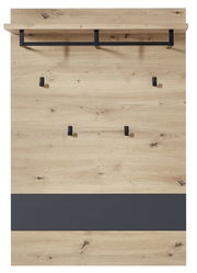 Garderoben-Set aus Holz mit schwarzem Haken und Ablage, Frontalansicht