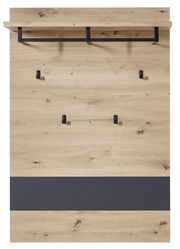 Garderoben-Set aus Holz mit schwarzem Haken und Ablage, Frontalansicht