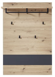 Garderoben-Set aus Holz mit schwarzem Haken und Ablage, Frontalansicht