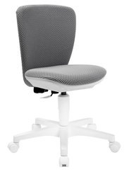 Grauer Kinder- und Jugenddrehstuhl mit weißem Gestell, seitliche Perspektive