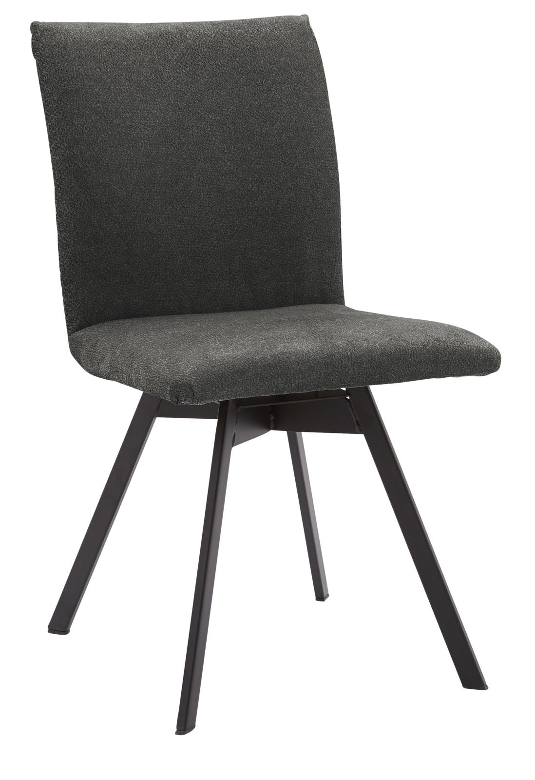 Valnatura Stuhl LARINO Moderner Stuhl Valnatura LARINO in dunklem Stoffbezug mit Metallbeinen, seitliche Perspektive