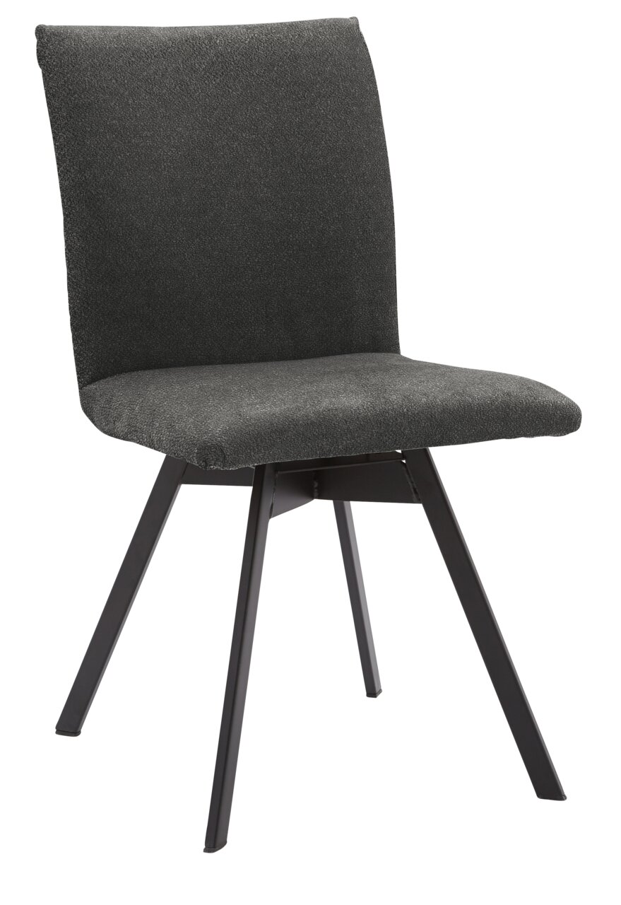 Valnatura Stuhl LARINO Moderner Stuhl Valnatura LARINO in dunklem Stoffbezug mit Metallbeinen, seitliche Perspektive