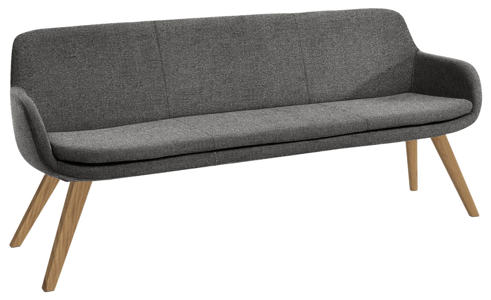 Musterring Polsterbank MR TAVIA Graue Polsterbank mit Holzbeinen, seitliche Perspektive