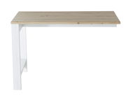 Ansatztisch aus der Serie JUDITH mit Holzplatte und weißem Gestell, seitliche Perspektive
