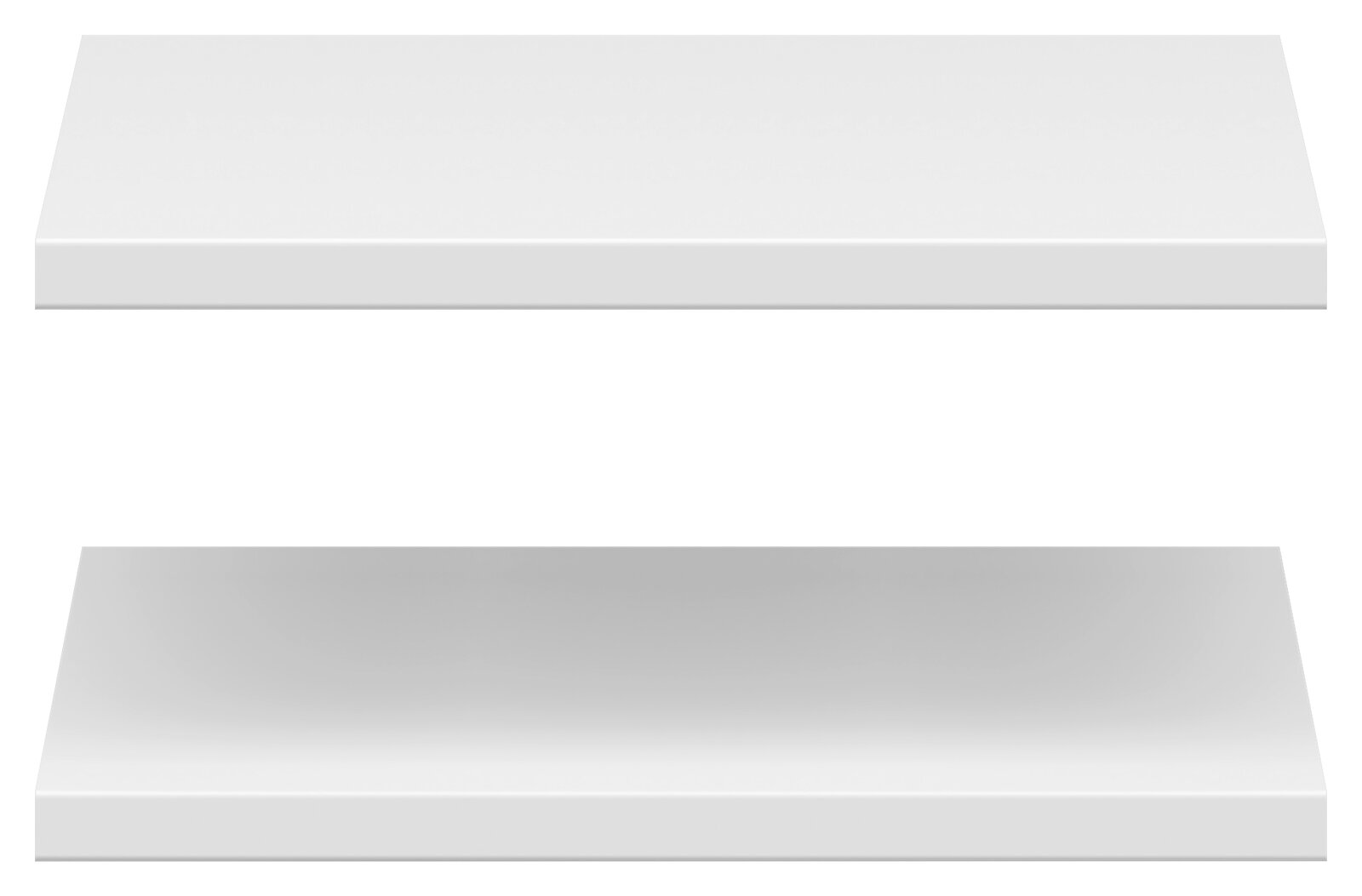 Zwei weiße Einlegeböden in frontaler Perspektive