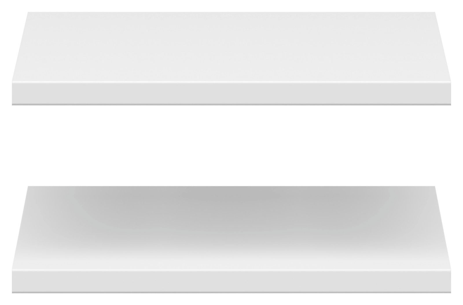 Zwei weiße Einlegeböden in frontaler Perspektive