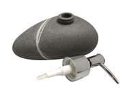 Grauer Seifenspender Little Rock in Steinoptik mit abgenommenem Pumpkopf, seitliche Perspektive