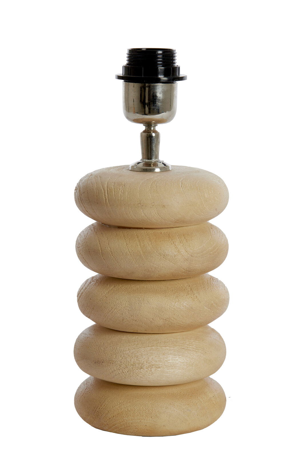 Light&Living Lampenfuß BUDONGO Holz-Lampenfuß mit stapelbaren, runden Elementen und metallener Fassung, seitliche Perspektive
