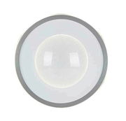 Runde LED-Deckenleuchte in Draufsicht mit modernem Design und grauem Rand.