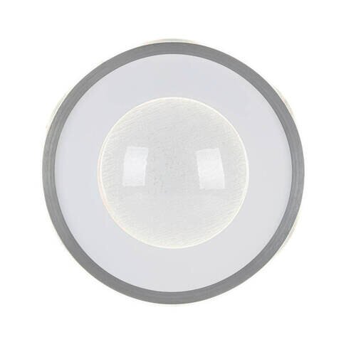 Ronde led-plafondlamp in bovenaanzicht, met een modern ontwerp en een grijze rand.