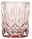 Rosa Whiskybecher mit facettiertem Design, seitliche Perspektive