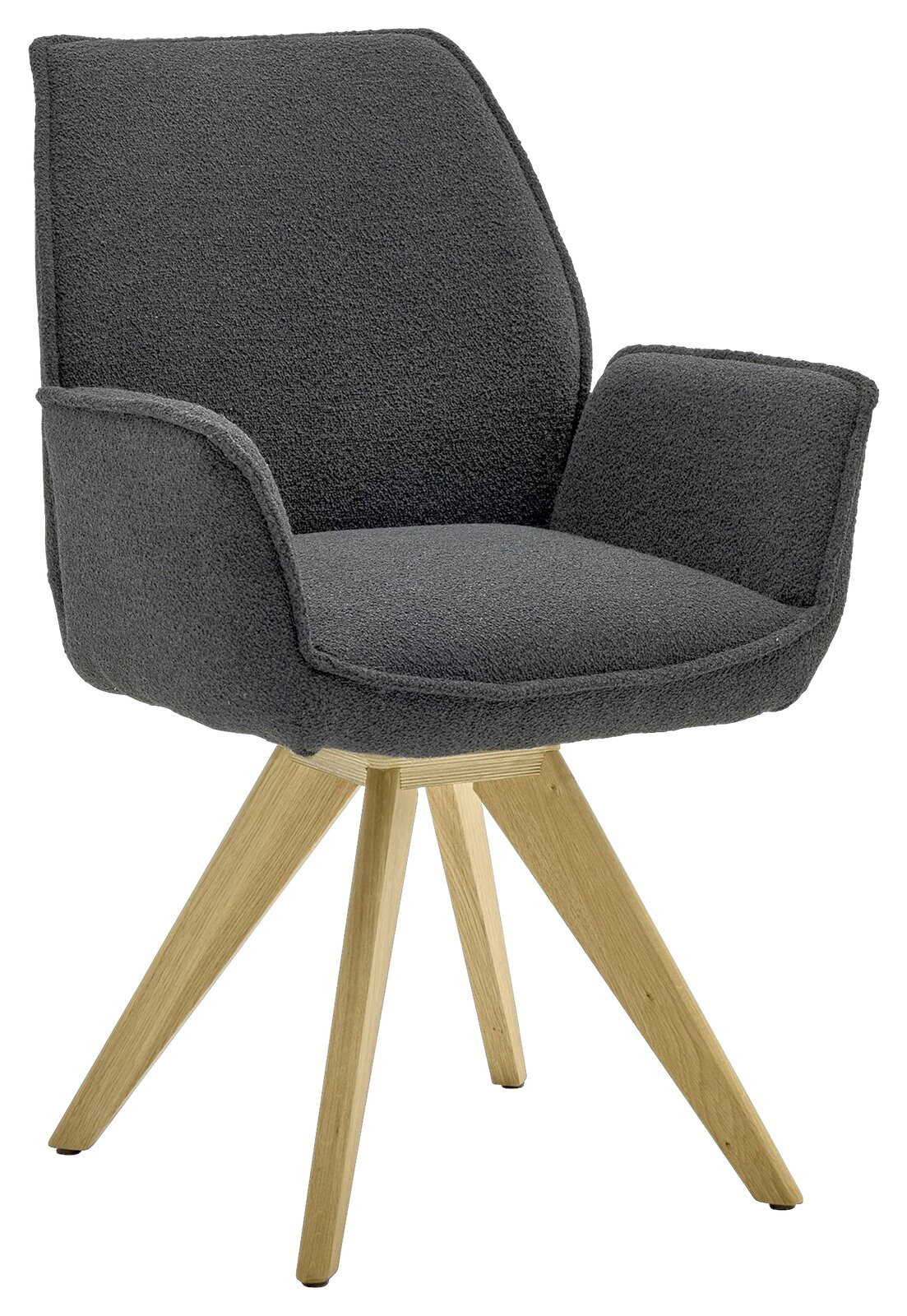 Musterring Fauteuil MR TIAMA Grauer Armlehnstuhl mit Holzbeinen, seitliche Perspektive