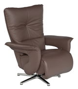 Brauner Fernsehsessel aus Leder mit verstellbarer Rückenlehne und Armlehnen, seitliche Perspektive