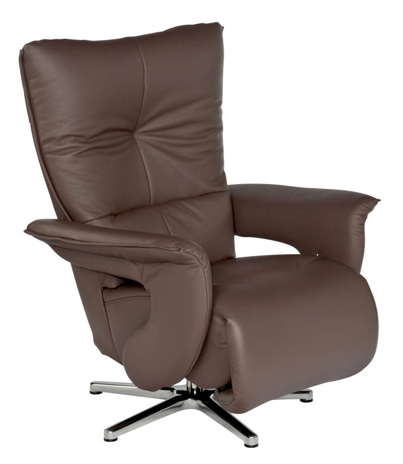 Himolla Fernsehsessel 7533 EASY SWING Brauner Fernsehsessel aus Leder mit verstellbarer Rückenlehne und Armlehnen, seitliche Perspektive