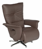 Brauner Fernsehsessel aus Leder mit verstellbarer Rückenlehne und Armlehnen, seitliche Perspektive