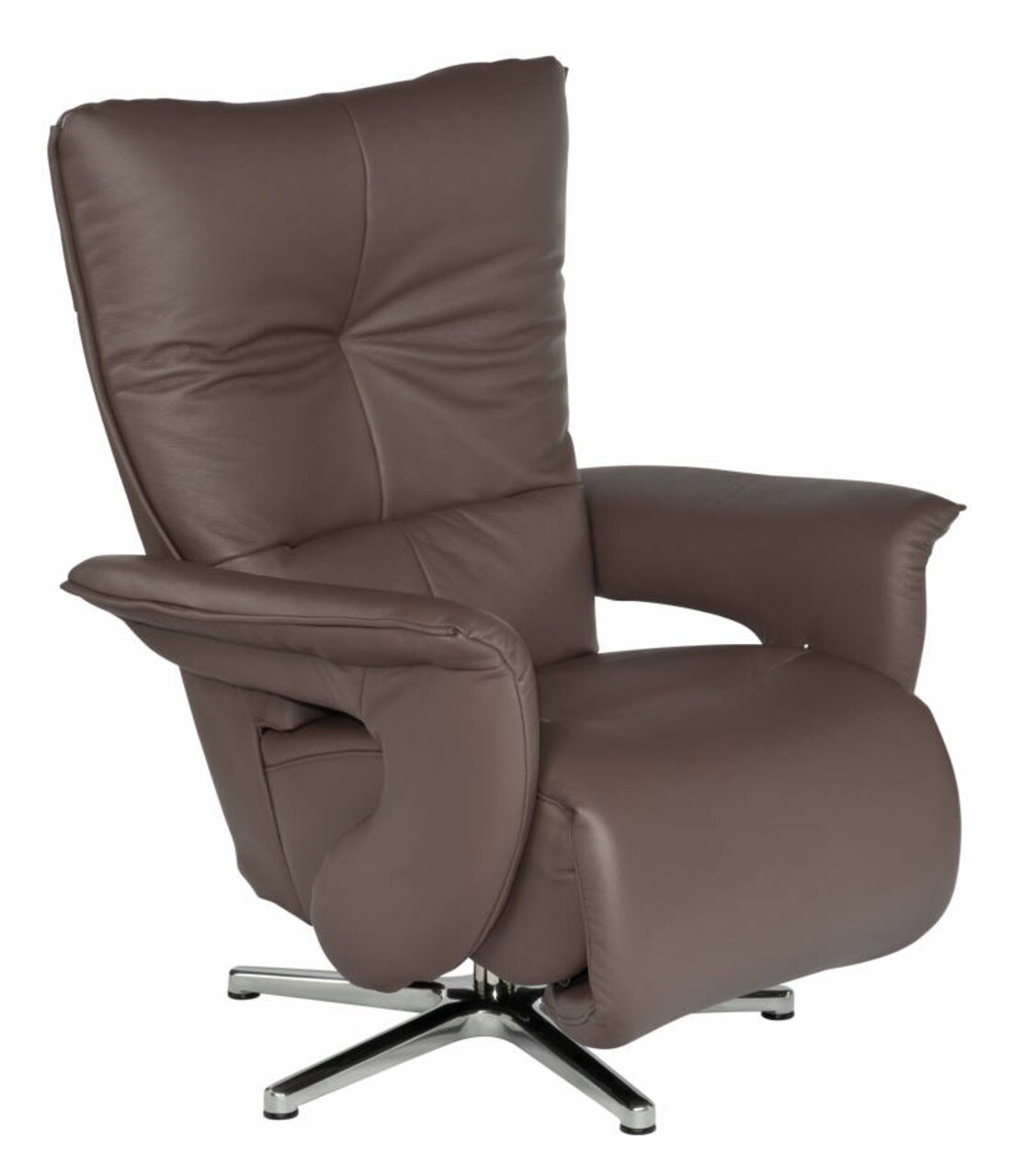 Himolla Fernsehsessel 7533 EASY SWING Brauner Fernsehsessel aus Leder mit verstellbarer Rückenlehne und Armlehnen, seitliche Perspektive