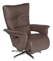 Brauner Fernsehsessel aus Leder mit verstellbarer Rückenlehne und Armlehnen, seitliche Perspektive