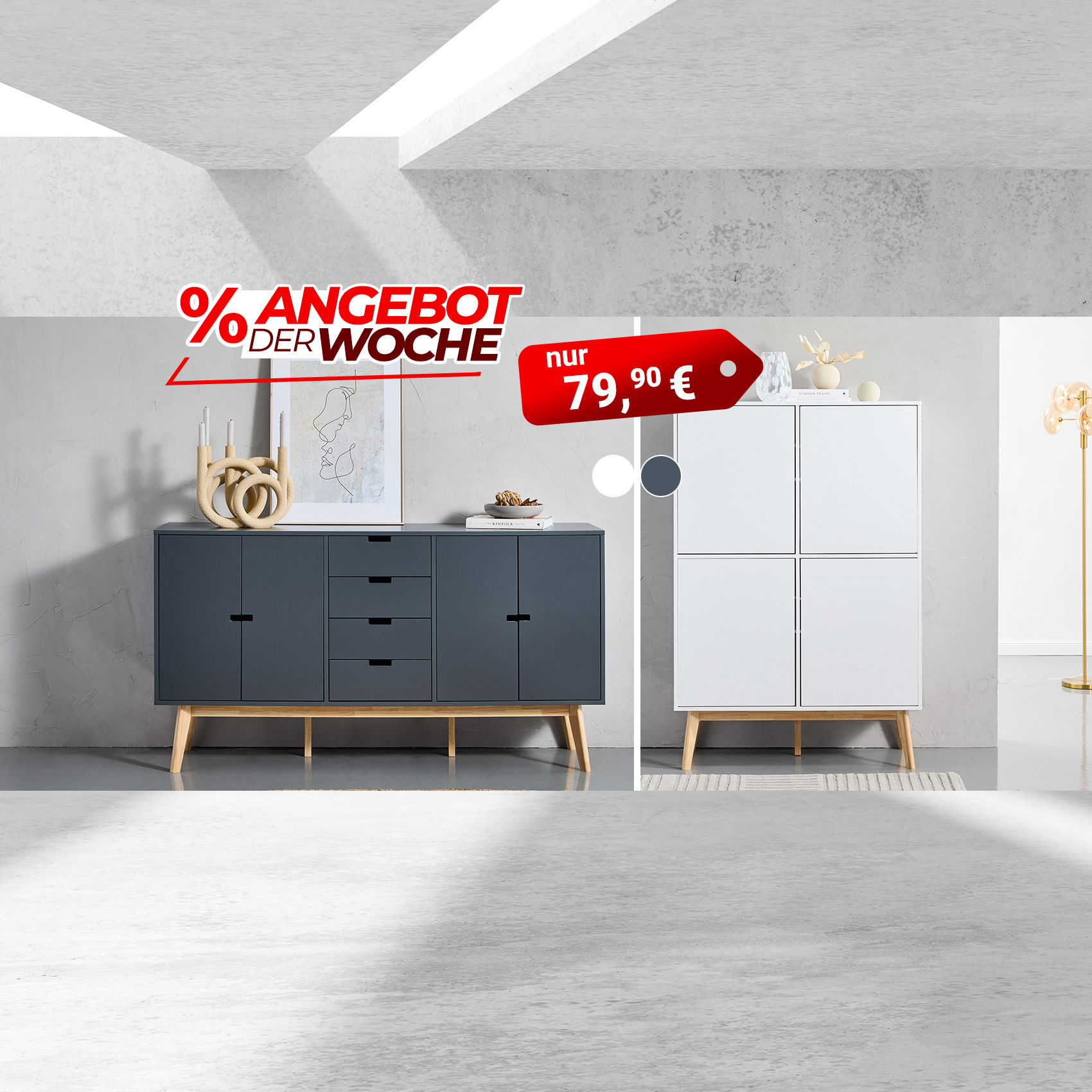 Angebot der Woche: Sideboard und Schrank in Weiß oder Anthrazit, nur 79,90 €