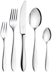 Elegantes Besteckset Beverly 42-tlg. aus Edelstahl, bestehend aus Gabel, Messer, Löffel und Teelöffel, in Frontalansicht.