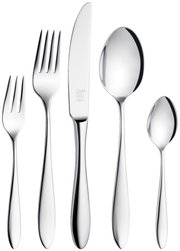 Elegantes Besteckset Beverly 42-tlg. aus Edelstahl, bestehend aus Gabel, Messer, Löffel und Teelöffel, in Frontalansicht.