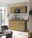 Yourkitchen Single-Küche 160 JAZZ Moderne Single-Küche 160 mit Holzfronten, eingebauter Mikrowelle und Spüle, seitliche Perspektive