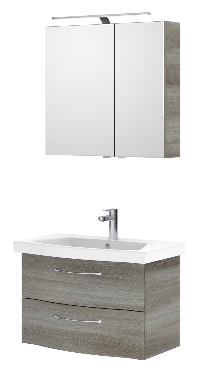 Pelipal Badblock SERIE 6005 SPRINT Moderner Badblock mit Spiegelschrank und Waschbecken, Frontansicht