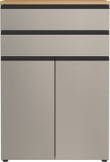 Moderner Aktenschrank mit zwei Schubladen und zwei Türen, Frontansicht