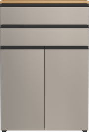 Moderner Aktenschrank mit zwei Schubladen und zwei Türen, Frontansicht