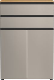 Moderner Aktenschrank mit zwei Schubladen und zwei Türen, Frontansicht