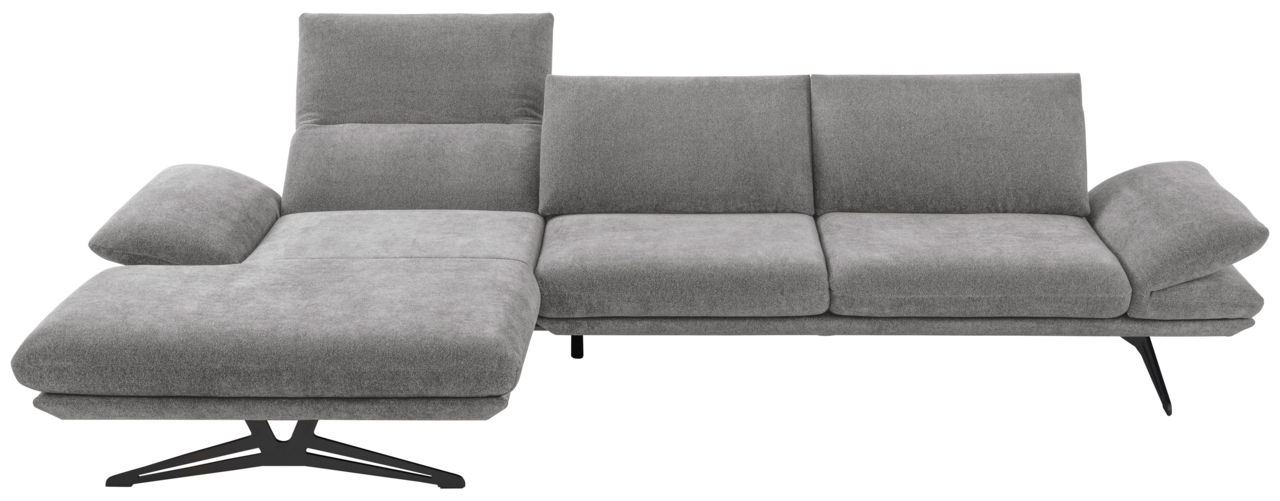 Graue Longchairkombination mit verstellbaren Rückenlehnen und Armlehnen, Vorderansicht