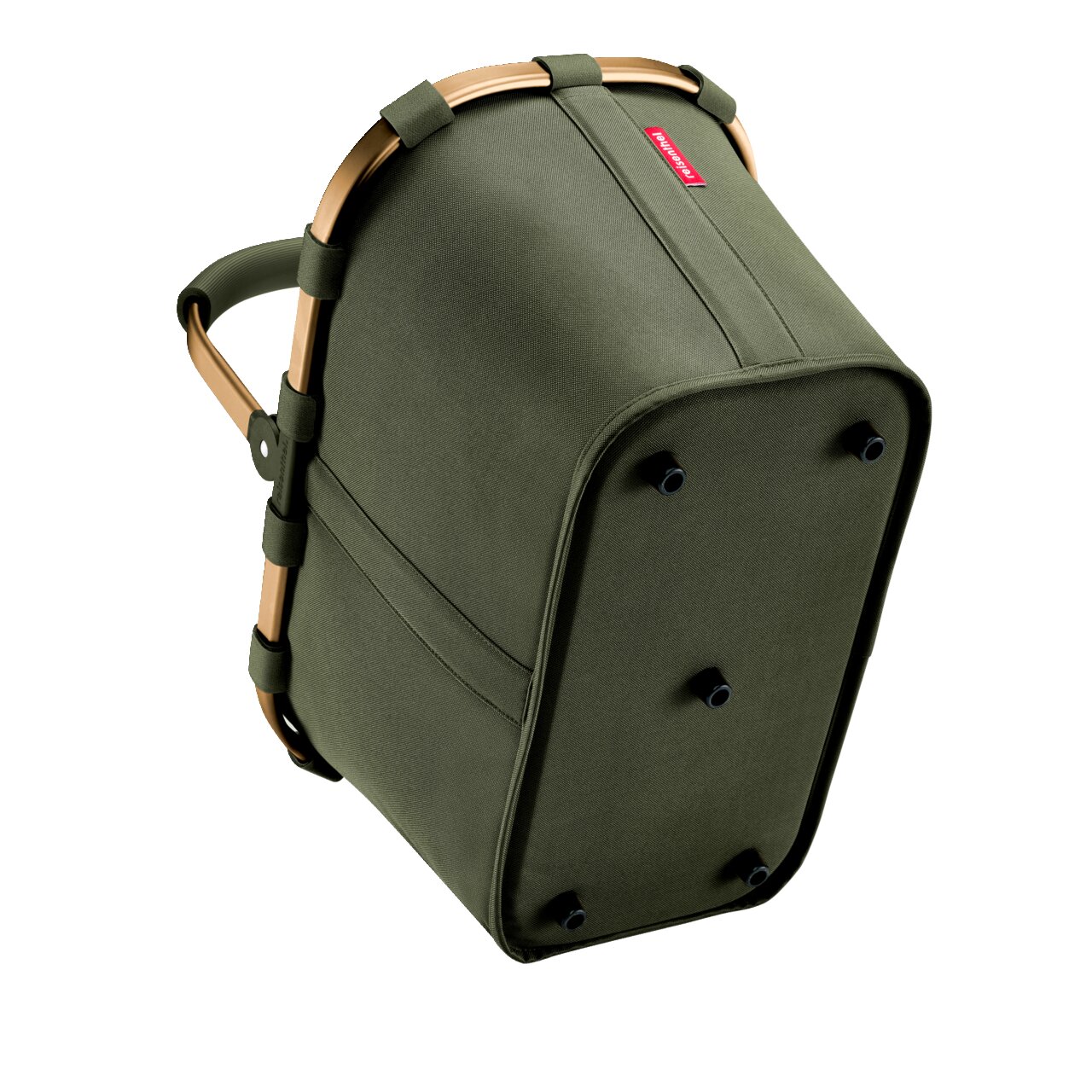 Grüne Tragetasche mit stabilen Griffen und verstärktem Boden, seitliche Perspektive