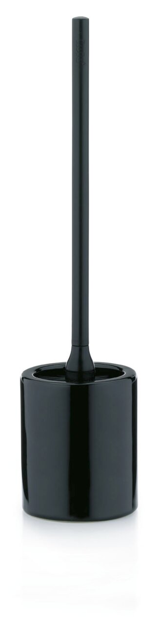 Schwarze WC-Bürste Mono in zylindrischem Halter, frontale Ansicht