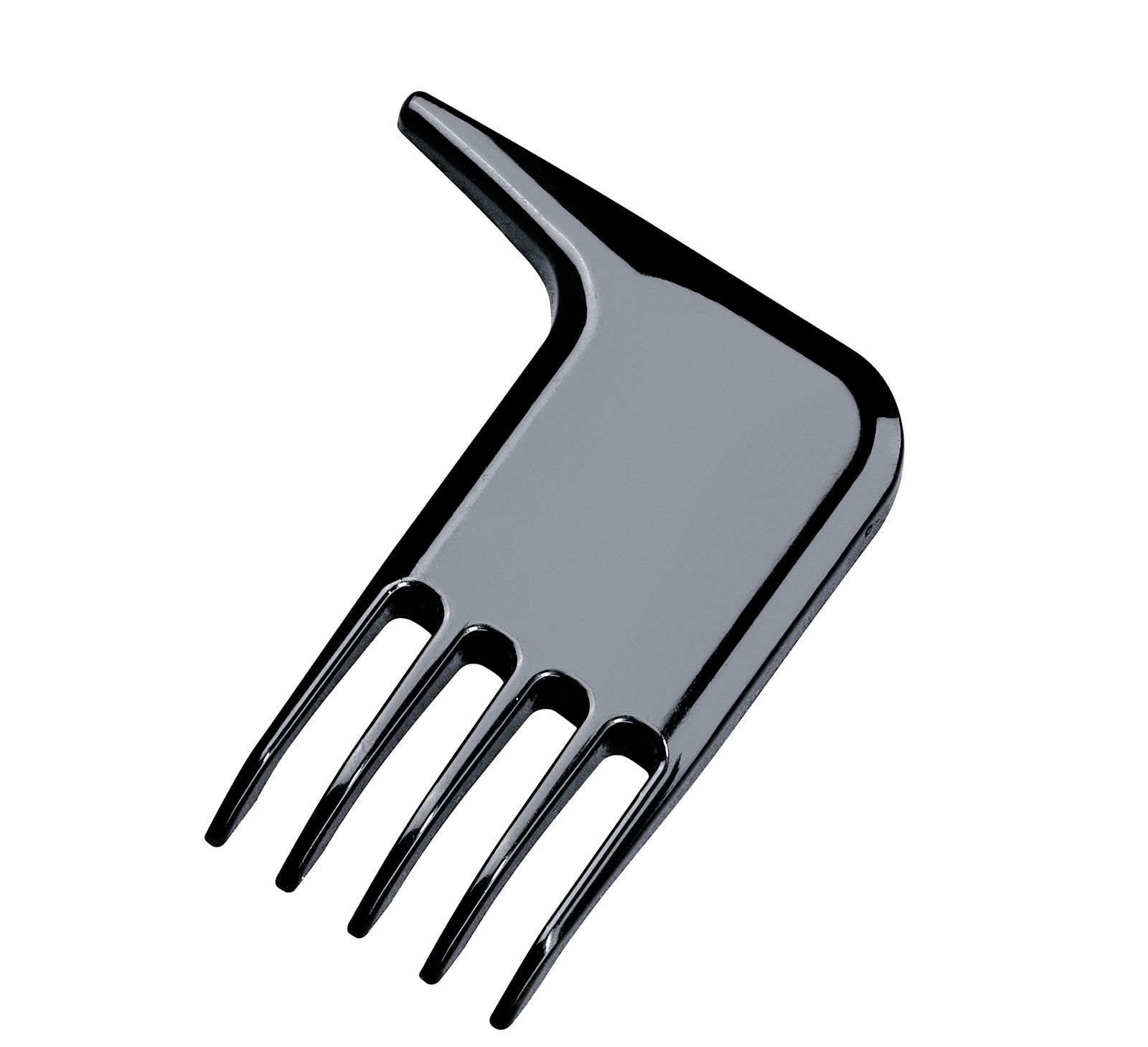 Schwarzer Zwiebel- und Gemüsewürfleraufsatz aus Kunststoff, schräg von oben fotografiert.