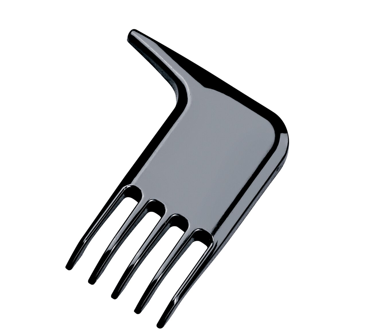 Schwarzer Zwiebel- und Gemüsewürfleraufsatz aus Kunststoff, schräg von oben fotografiert.